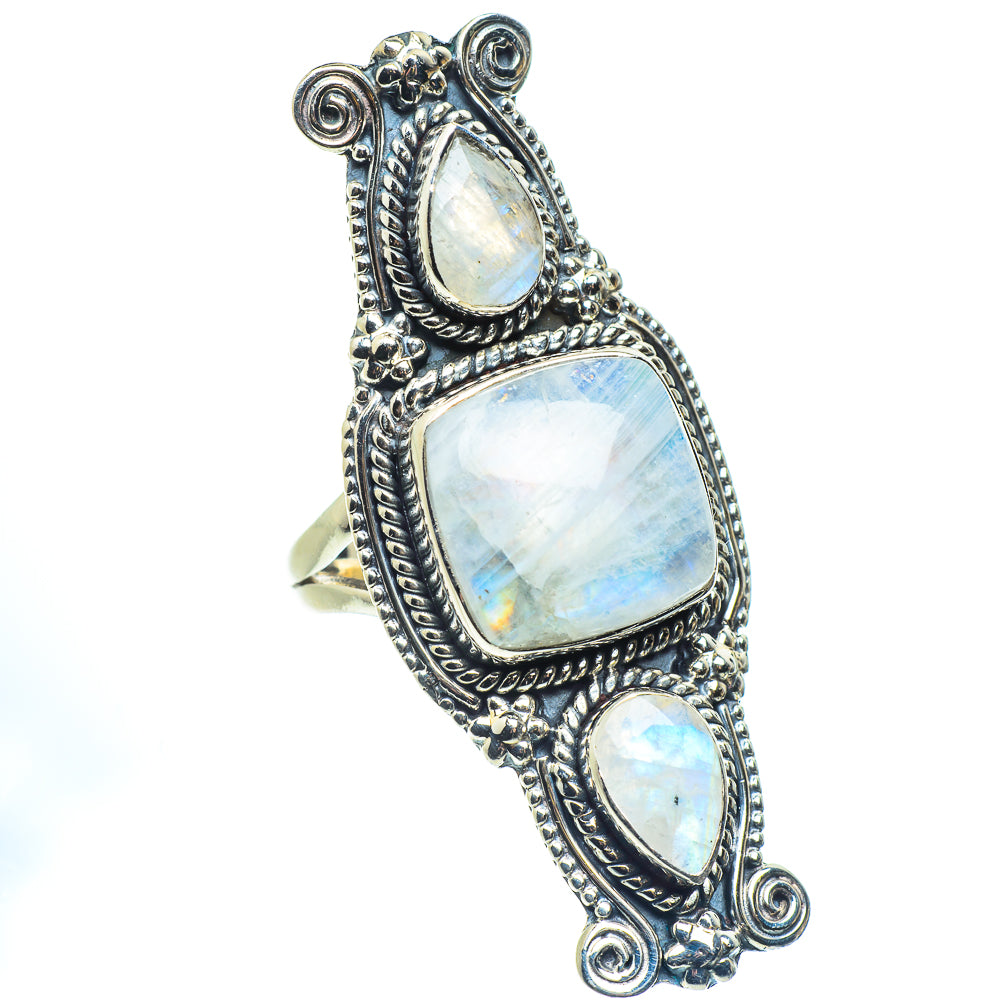 Rainbow Moonstone Rings handcrafted by Ana Silver Co - RING59544