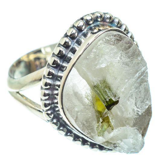 Green Tourmaline In Quartz Rings handcrafted by Ana Silver Co - RING59554