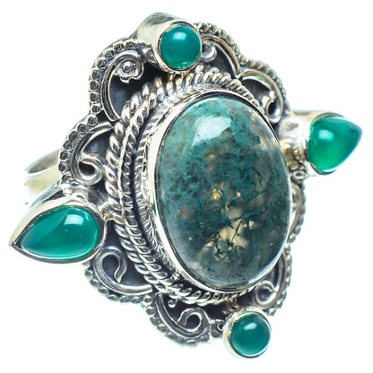Green Moss Agate Rings handcrafted by Ana Silver Co - RING59605