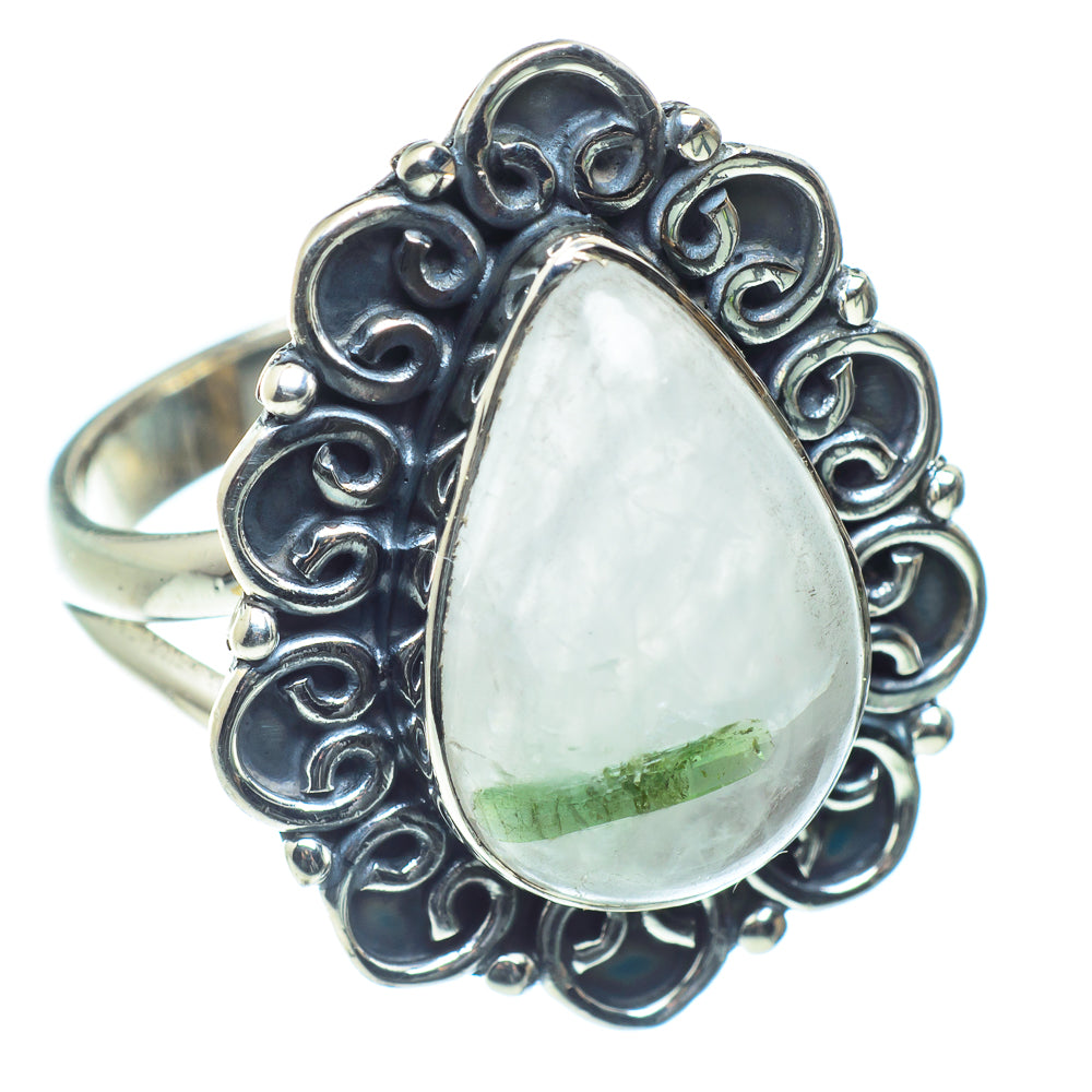 Green Tourmaline In Quartz Rings handcrafted by Ana Silver Co - RING59610