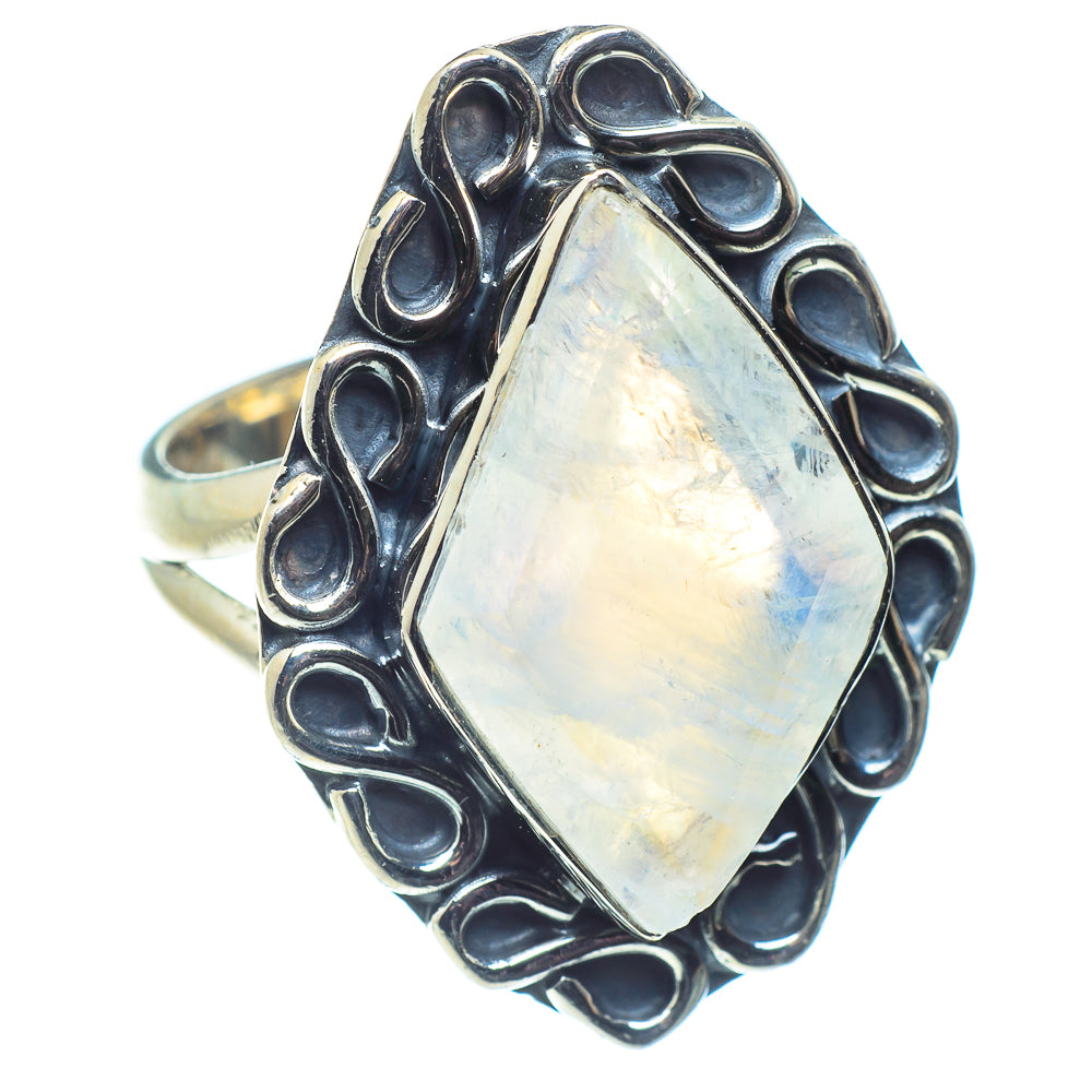 Rainbow Moonstone Rings handcrafted by Ana Silver Co - RING59628