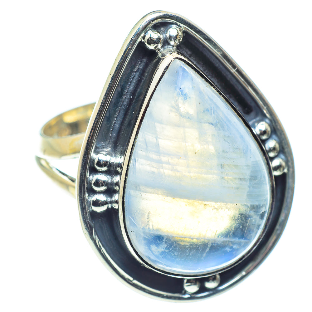 Rainbow Moonstone Rings handcrafted by Ana Silver Co - RING59635