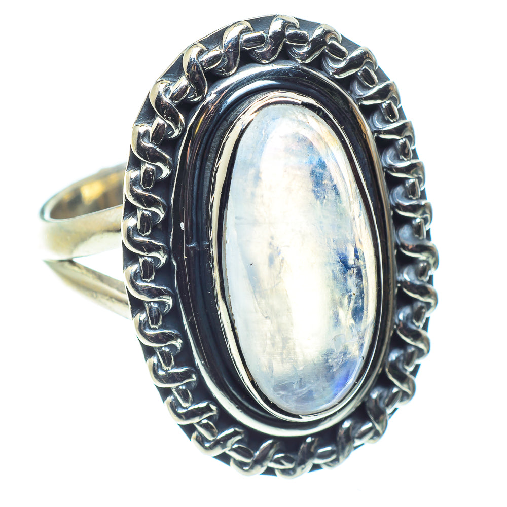 Rainbow Moonstone Rings handcrafted by Ana Silver Co - RING59676