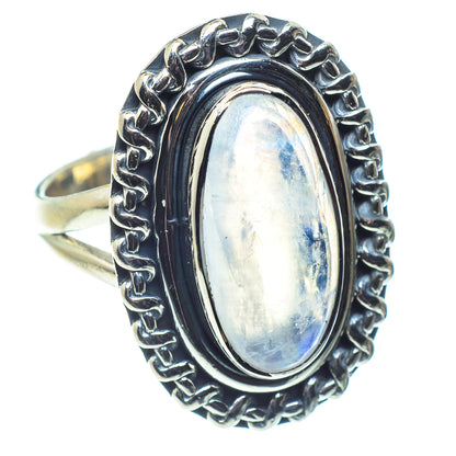 Rainbow Moonstone Rings handcrafted by Ana Silver Co - RING59676