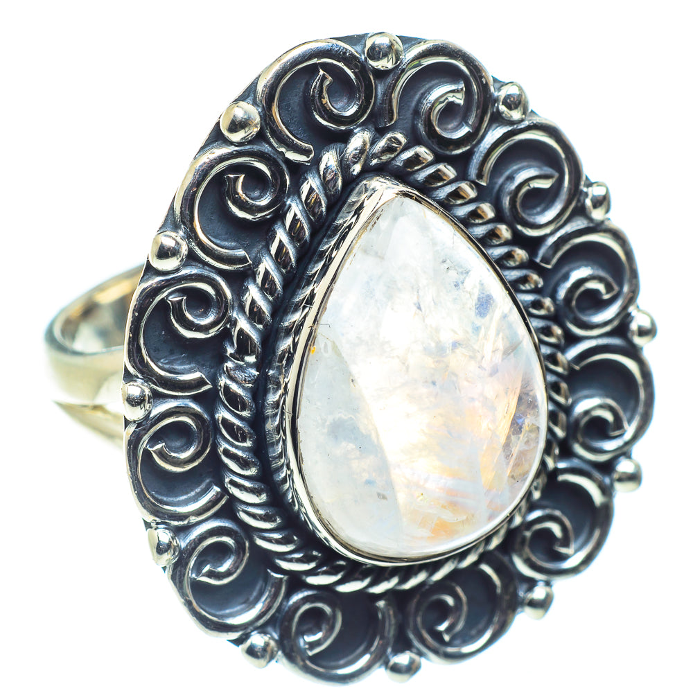 Rainbow Moonstone Rings handcrafted by Ana Silver Co - RING59694