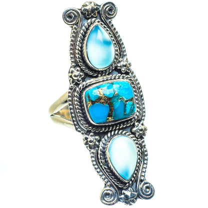 Blue Copper Composite Turquoise Rings handcrafted by Ana Silver Co - RING59705