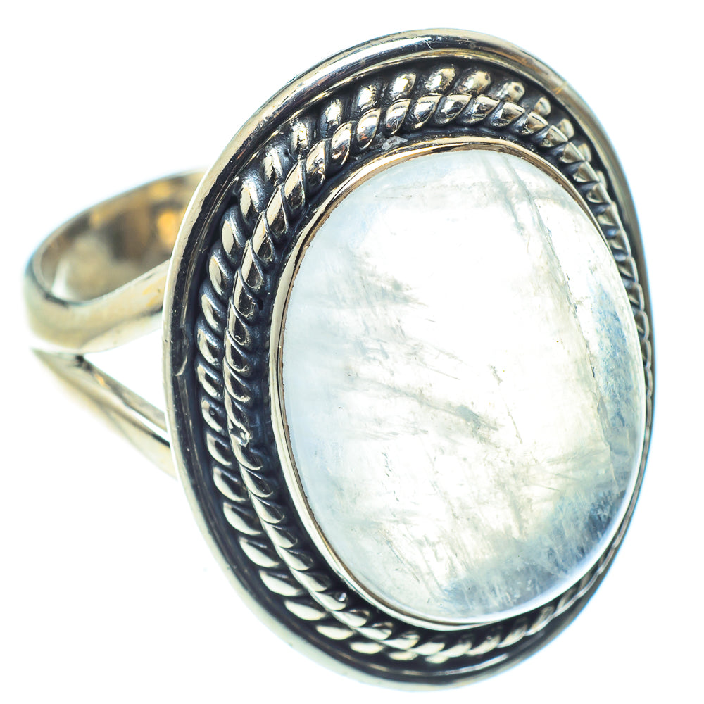 Rainbow Moonstone Rings handcrafted by Ana Silver Co - RING59715