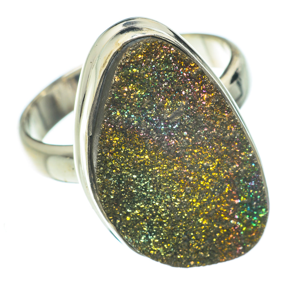 Spectro Pyrite Druzy Rings handcrafted by Ana Silver Co - RING59752
