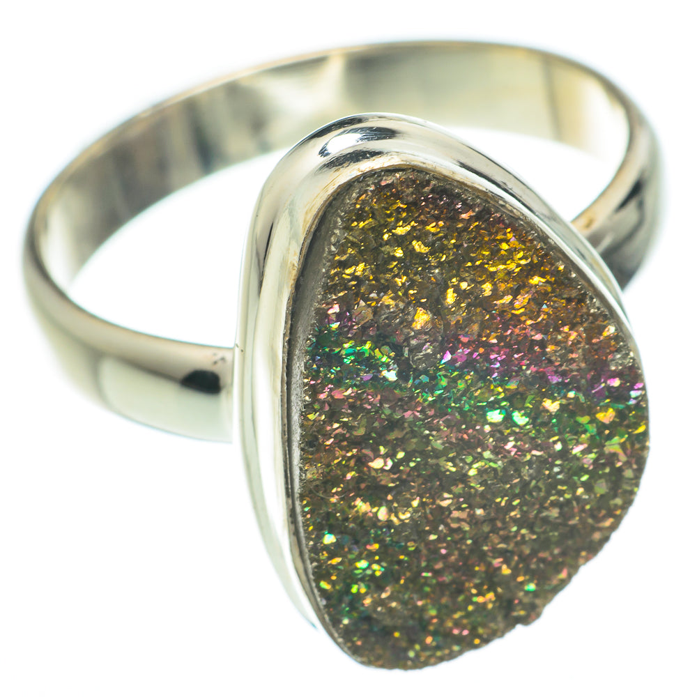 Spectro Pyrite Druzy Rings handcrafted by Ana Silver Co - RING59825