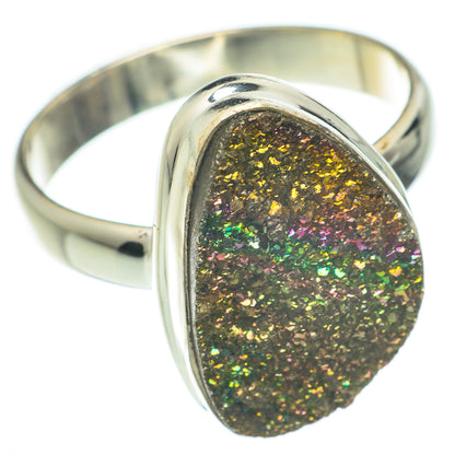 Spectro Pyrite Druzy Rings handcrafted by Ana Silver Co - RING59825