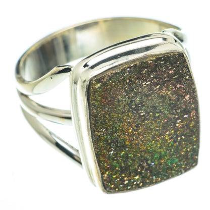 Spectro Pyrite Druzy Rings handcrafted by Ana Silver Co - RING59859