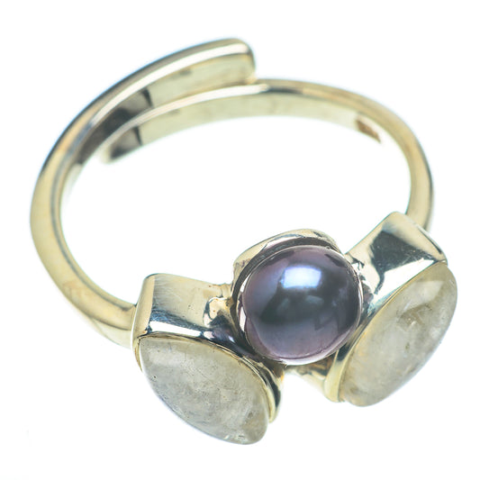 Titanium Pearl Rings handcrafted by Ana Silver Co - RING59945