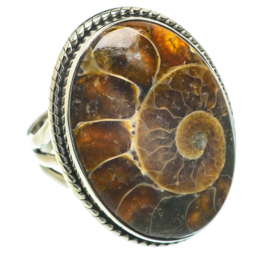 Ammonite Fossil Rings handcrafted by Ana Silver Co - RING60105