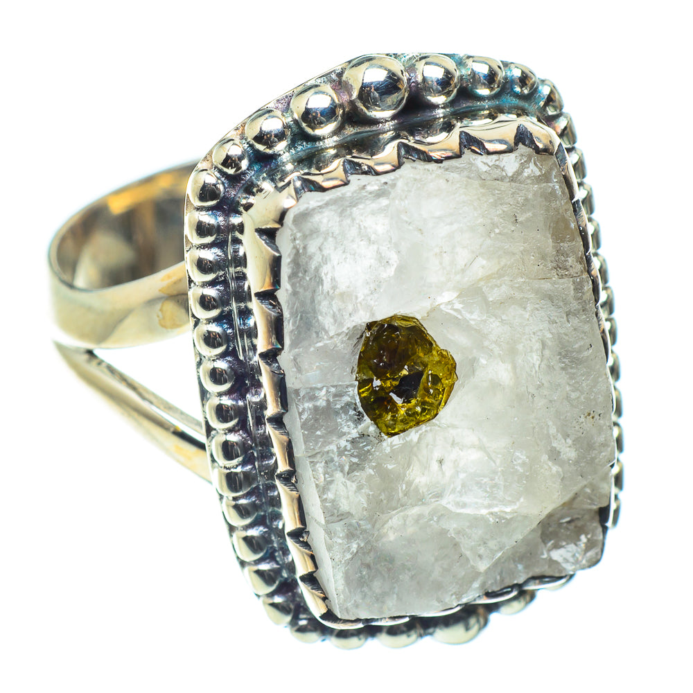 Green Quartz Crystal Rings handcrafted by Ana Silver Co - RING60131