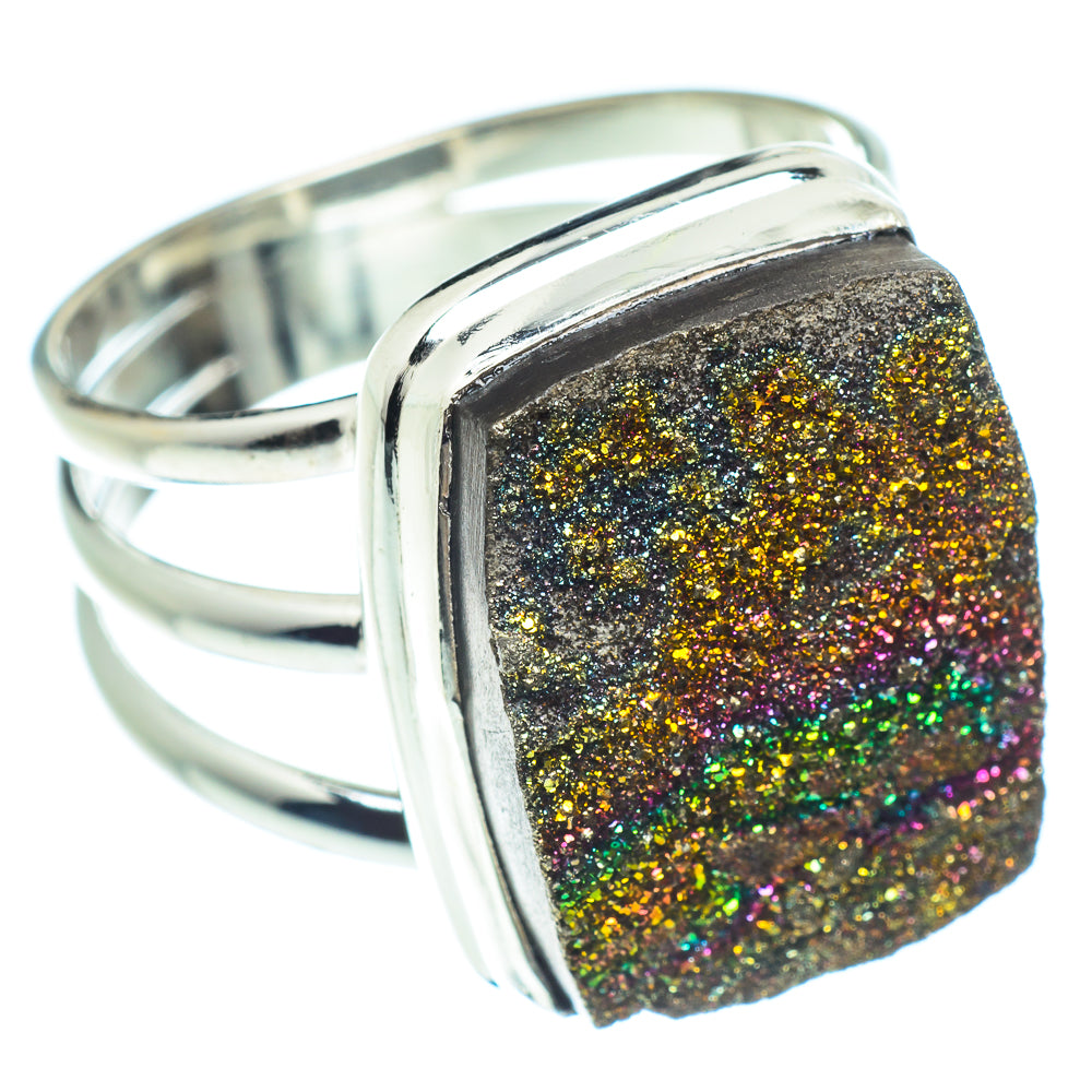 Spectro Pyrite Druzy Rings handcrafted by Ana Silver Co - RING60141