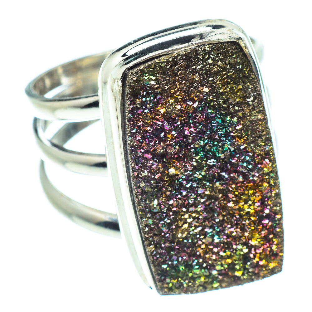 Spectro Pyrite Druzy Rings handcrafted by Ana Silver Co - RING60151