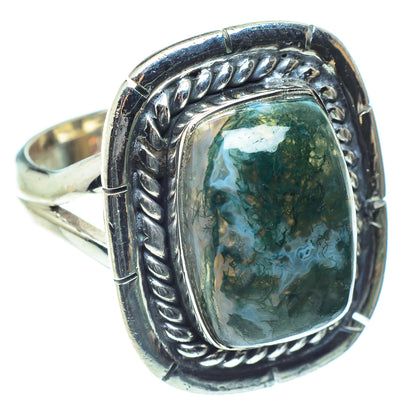 Green Moss Agate Rings handcrafted by Ana Silver Co - RING60188