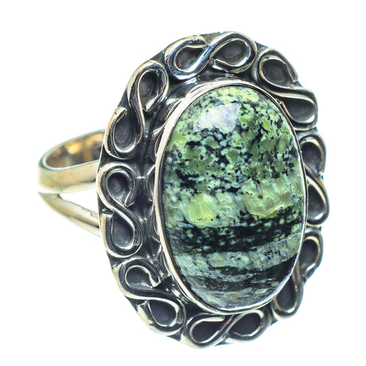 Green Vein Jasper Rings handcrafted by Ana Silver Co - RING60193