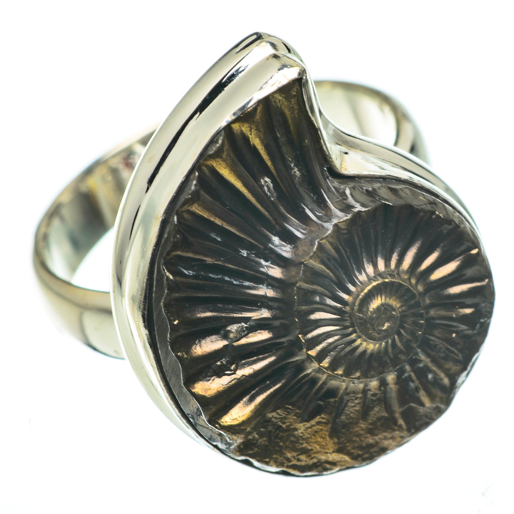 Pyrite Ammonite Rings handcrafted by Ana Silver Co - RING60246