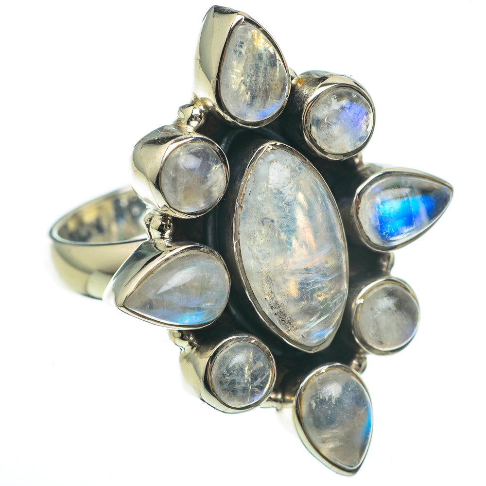 Rainbow Moonstone Rings handcrafted by Ana Silver Co - RING60408