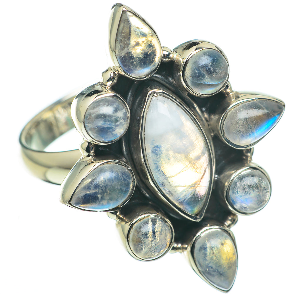 Rainbow Moonstone Rings handcrafted by Ana Silver Co - RING60437