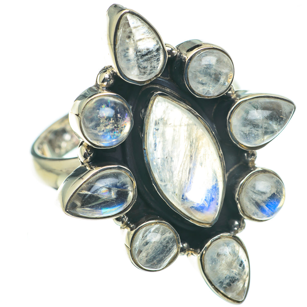 Rainbow Moonstone Rings handcrafted by Ana Silver Co - RING60489