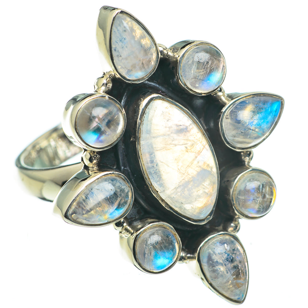 Rainbow Moonstone Rings handcrafted by Ana Silver Co - RING60511