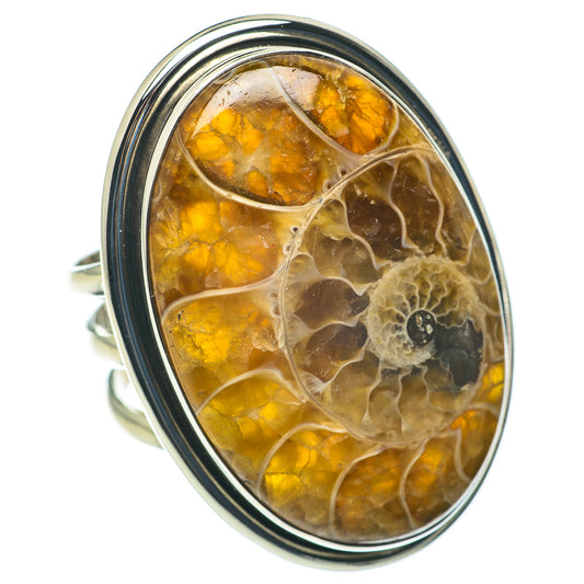 Ammonite Fossil Rings handcrafted by Ana Silver Co - RING60612