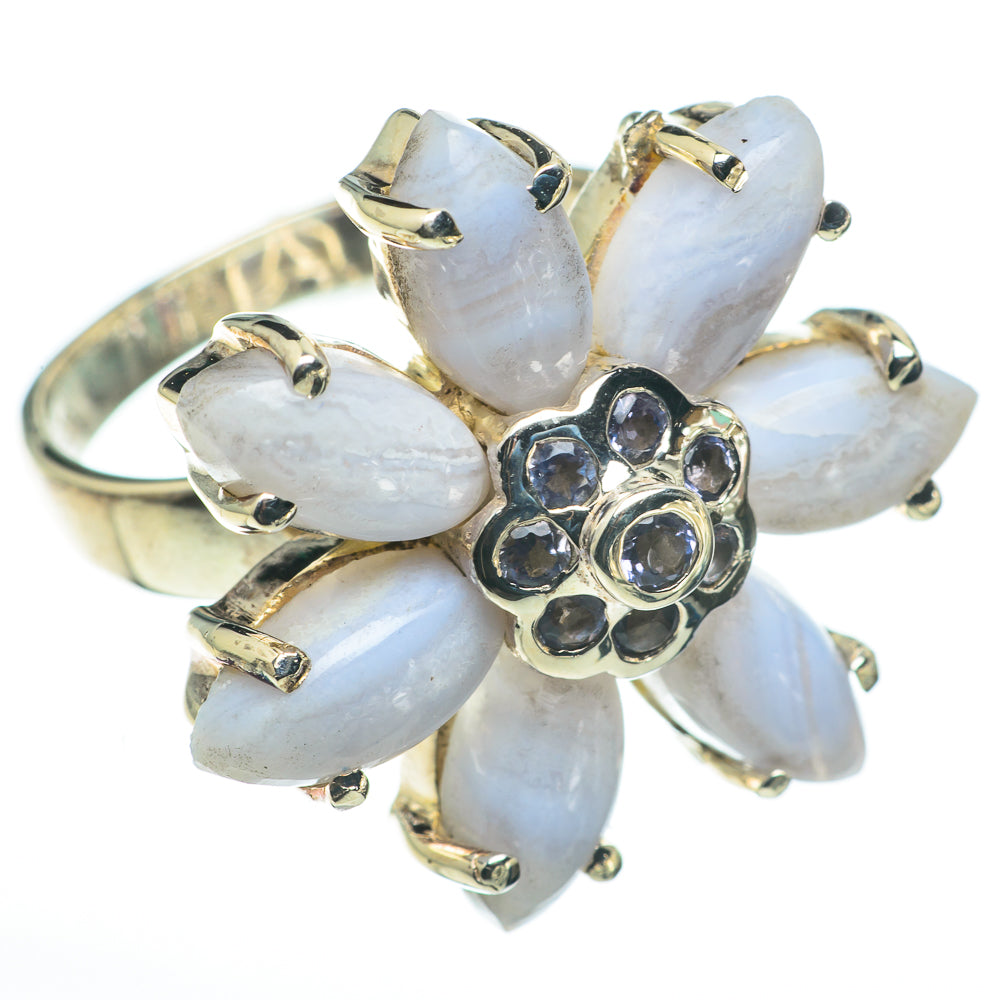 Blue Lace Agate Rings handcrafted by Ana Silver Co - RING60620
