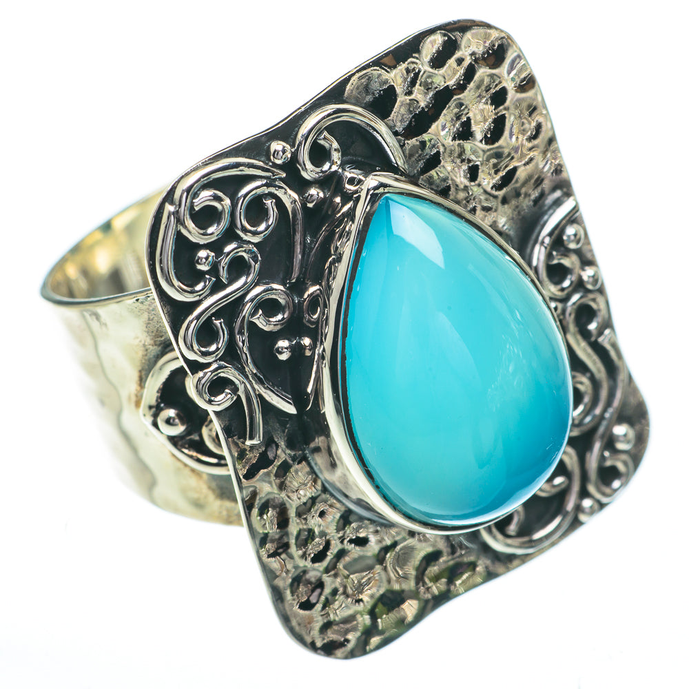 Aqua Chalcedony Rings handcrafted by Ana Silver Co - RING60753