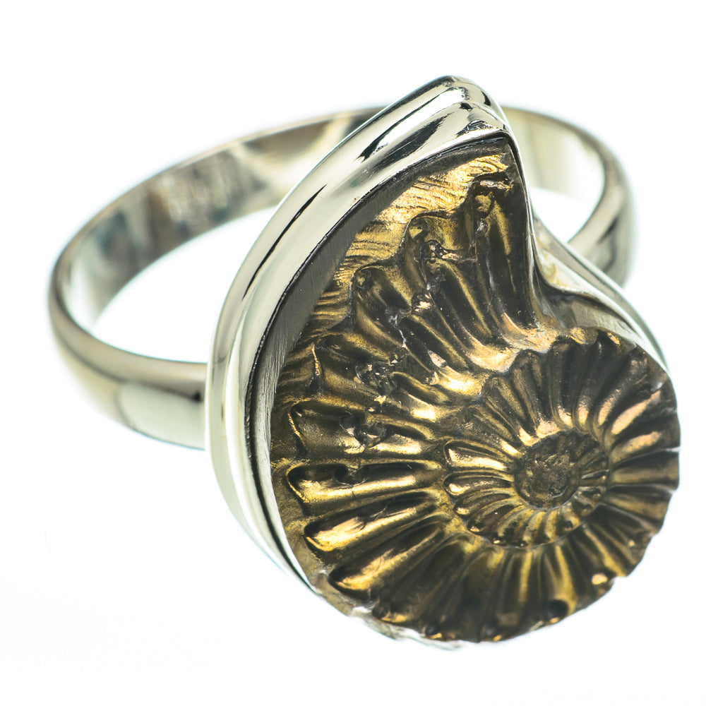 Pyrite Fossil Rings handcrafted by Ana Silver Co - RING60806