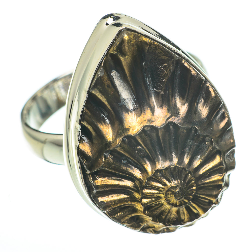 Pyrite Fossil Rings handcrafted by Ana Silver Co - RING60807