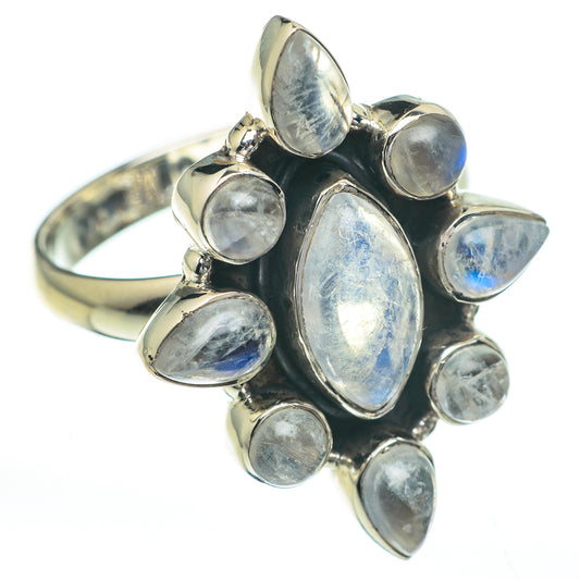Rainbow Moonstone Rings handcrafted by Ana Silver Co - RING60809