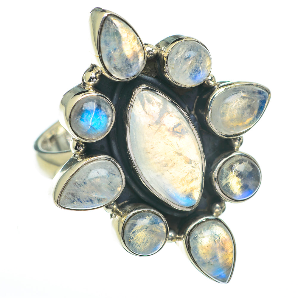 Rainbow Moonstone Rings handcrafted by Ana Silver Co - RING60836