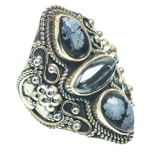 Snowflake Obsidian Rings handcrafted by Ana Silver Co - RING61081