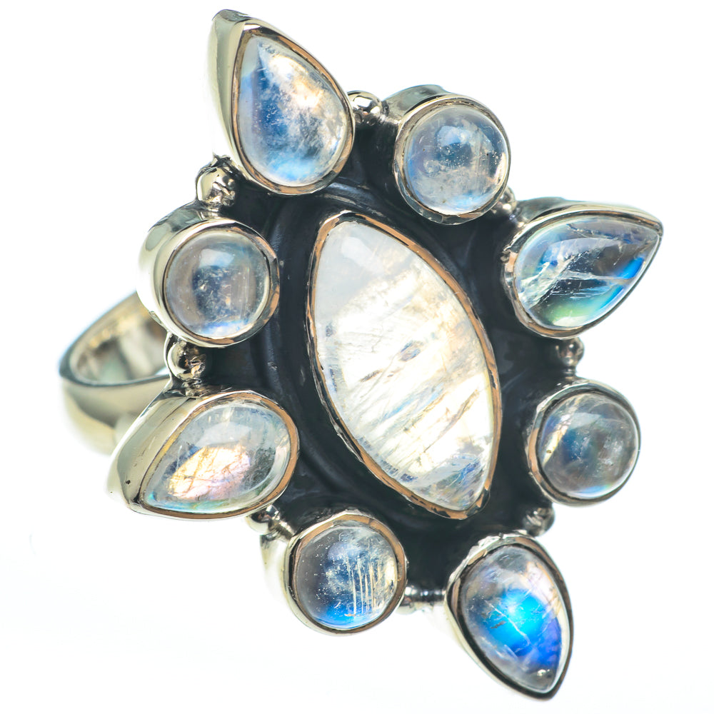 Rainbow Moonstone Rings handcrafted by Ana Silver Co - RING61169