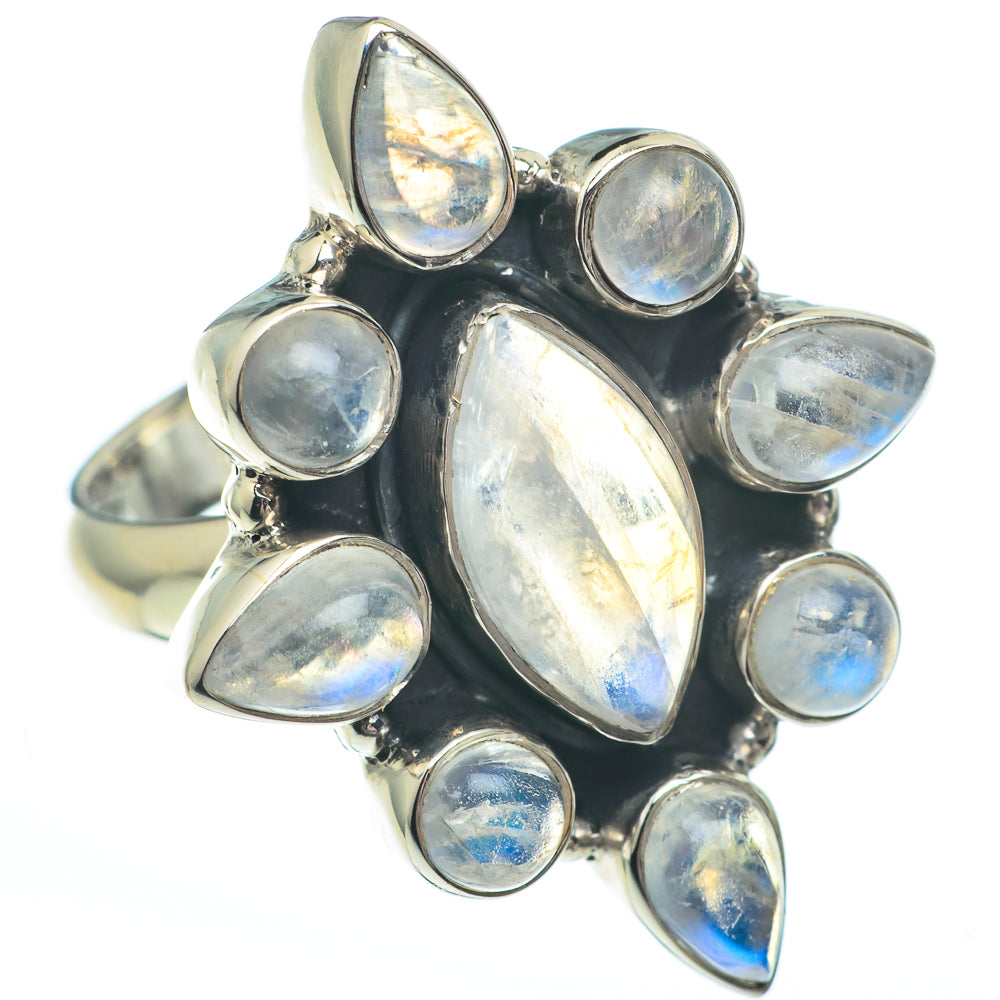 Rainbow Moonstone Rings handcrafted by Ana Silver Co - RING61194