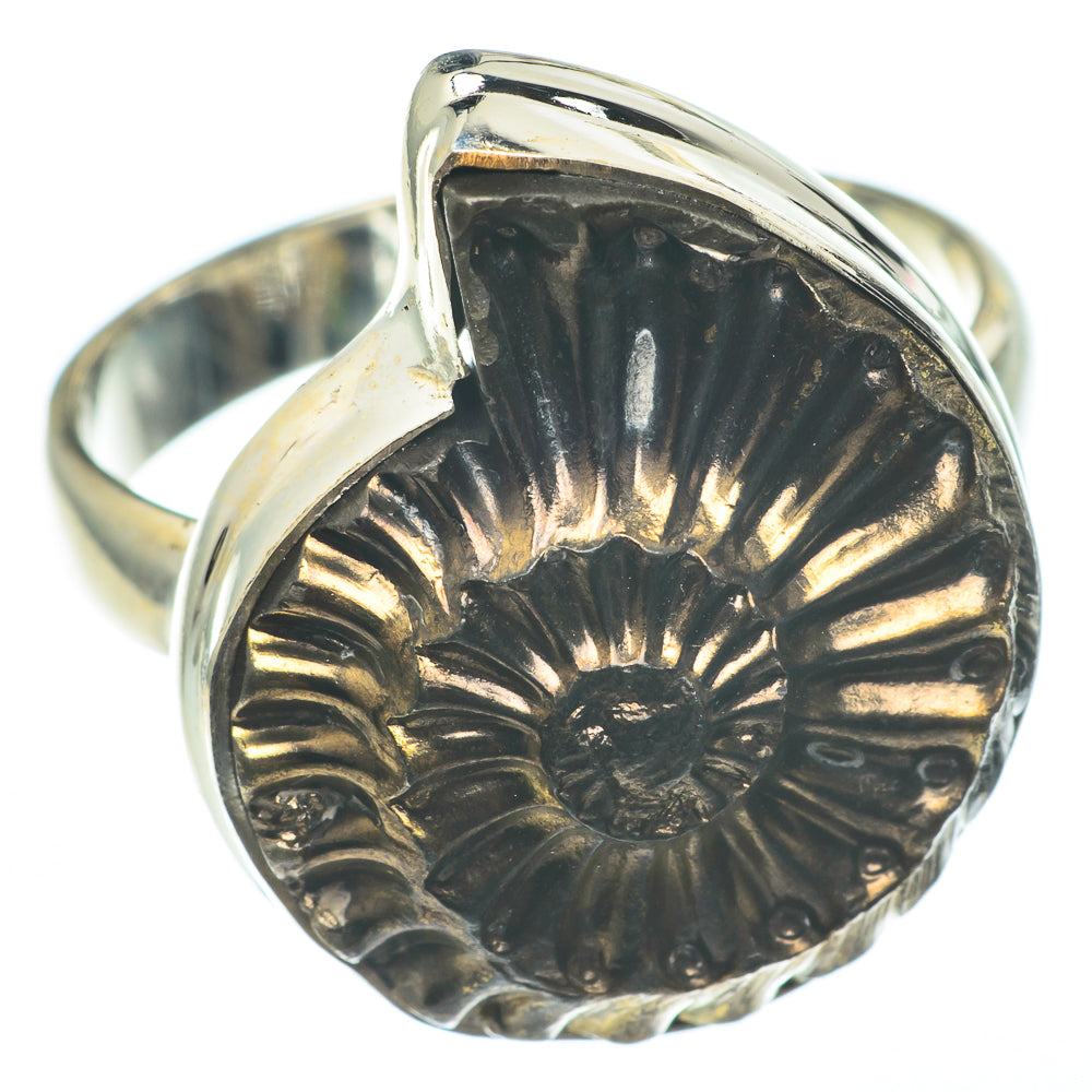 Pyrite Ammonite Rings handcrafted by Ana Silver Co - RING61239