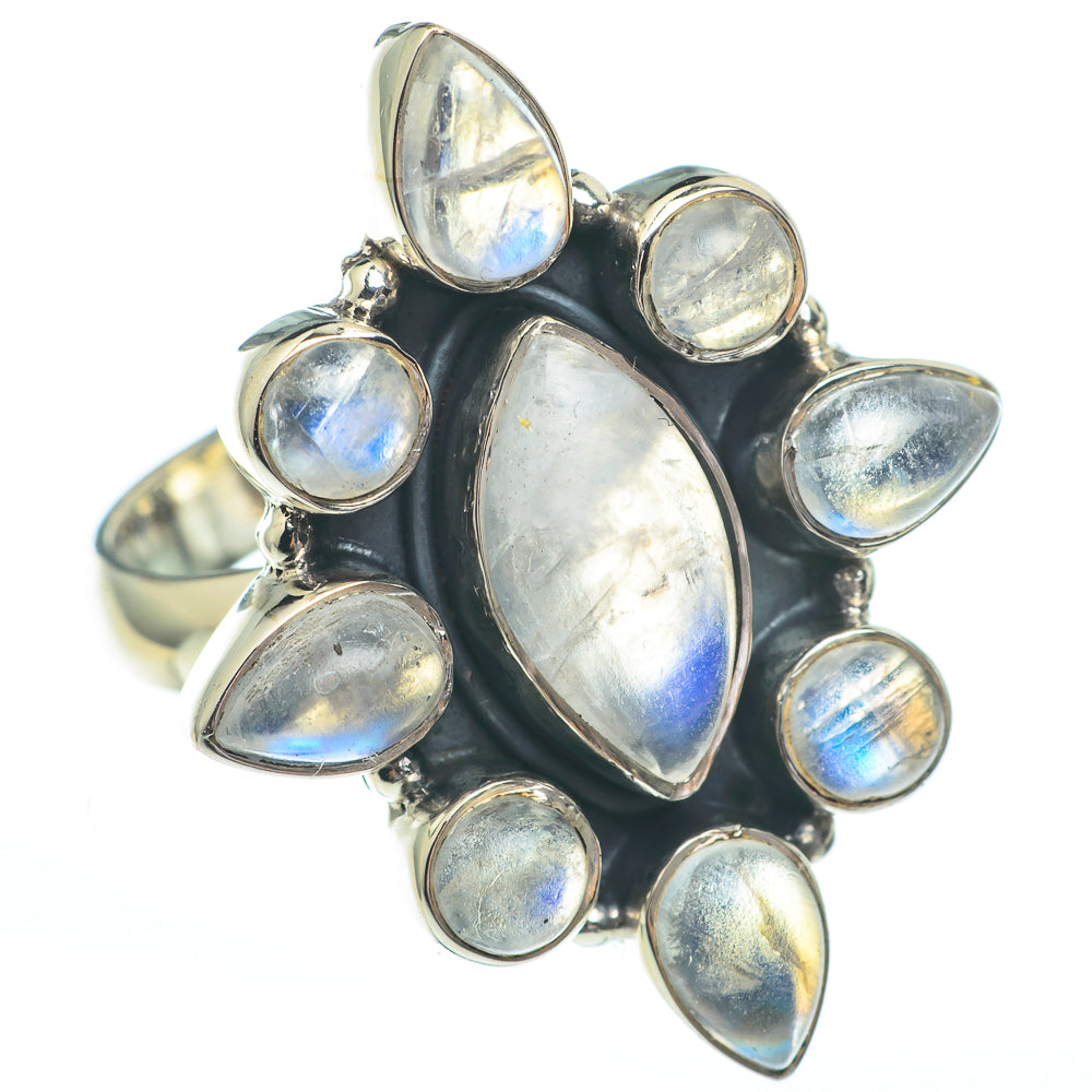 Rainbow Moonstone Rings handcrafted by Ana Silver Co - RING61240