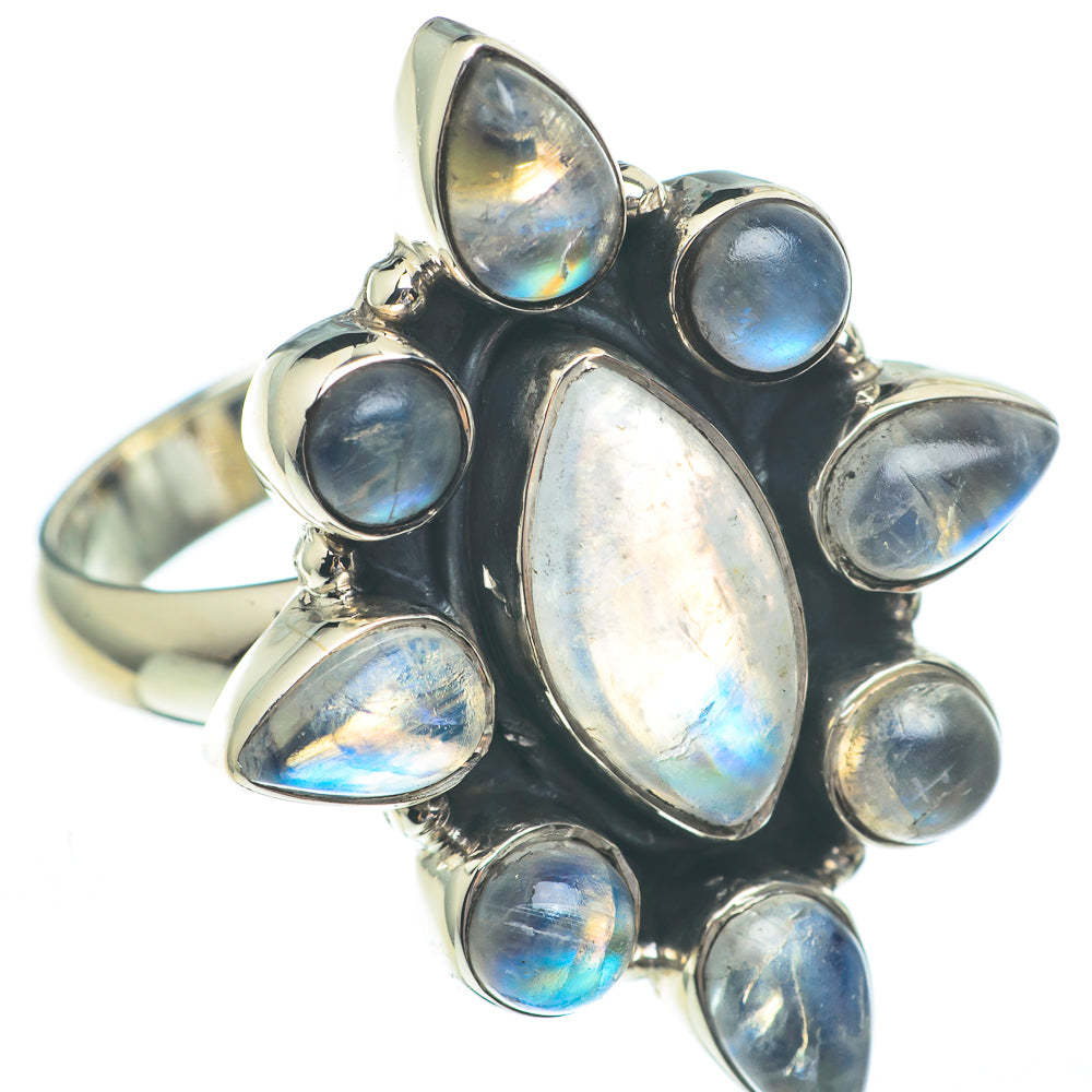 Rainbow Moonstone Rings handcrafted by Ana Silver Co - RING61277