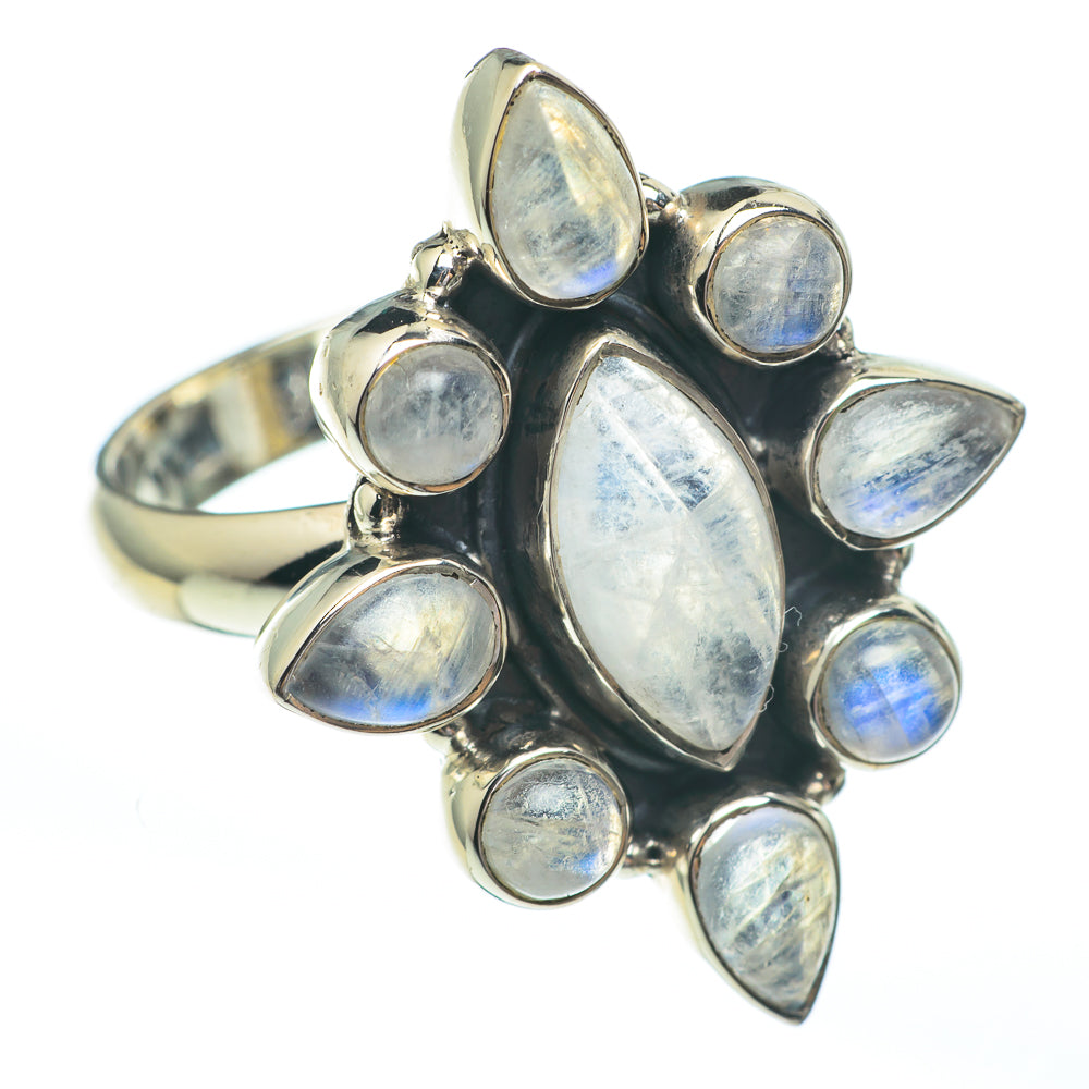 Rainbow Moonstone Rings handcrafted by Ana Silver Co - RING61293