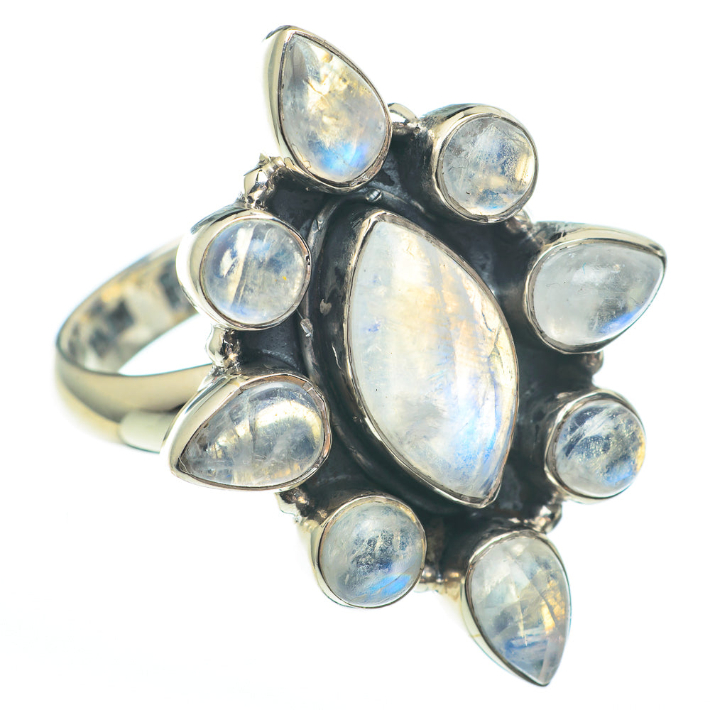 Rainbow Moonstone Rings handcrafted by Ana Silver Co - RING61358