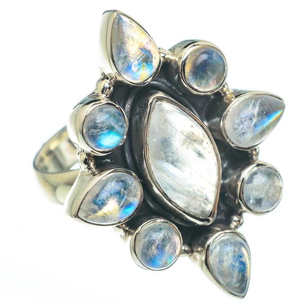 Rainbow Moonstone Rings handcrafted by Ana Silver Co - RING61651