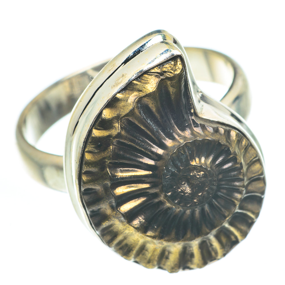 Pyrite Ammonite Rings handcrafted by Ana Silver Co - RING61697