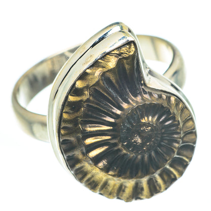 Pyrite Ammonite Rings handcrafted by Ana Silver Co - RING61697