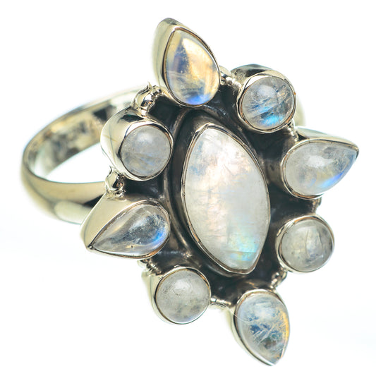 Rainbow Moonstone Rings handcrafted by Ana Silver Co - RING61743