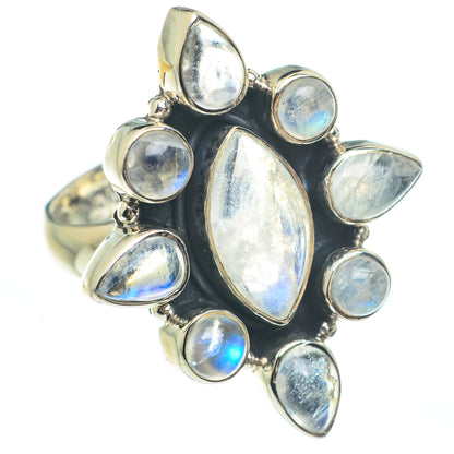 Rainbow Moonstone Rings handcrafted by Ana Silver Co - RING61810