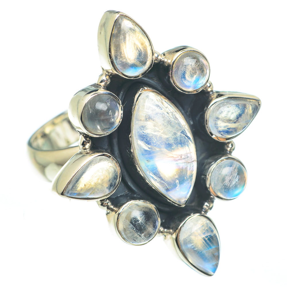 Rainbow Moonstone Rings handcrafted by Ana Silver Co - RING61841