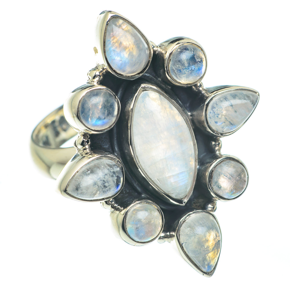 Rainbow Moonstone Rings handcrafted by Ana Silver Co - RING62013