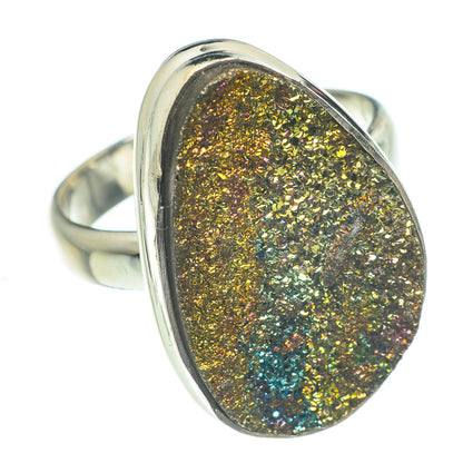 Spectro Pyrite Druzy Rings handcrafted by Ana Silver Co - RING62043